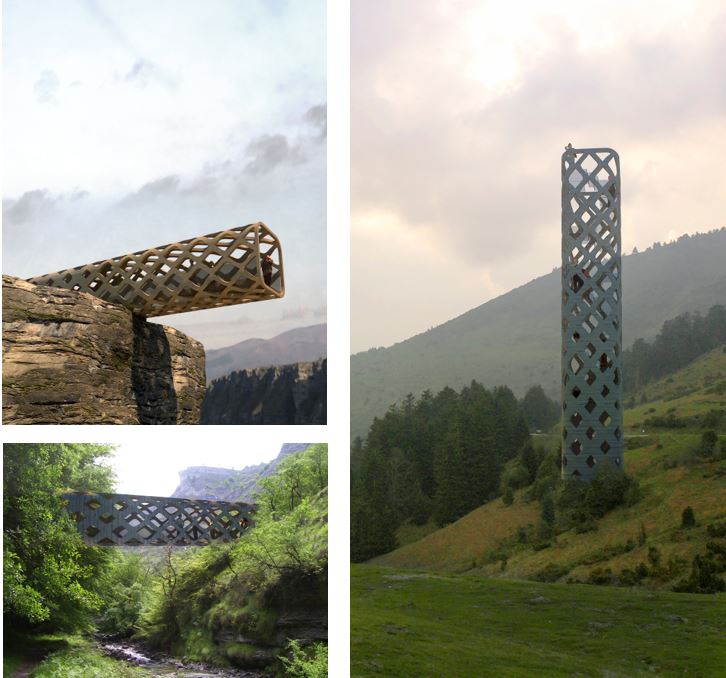 Imatges de la proposta pel concurs de miradors del Plan de Infraestructuras Turísticas en espacios naturales de Burgos.